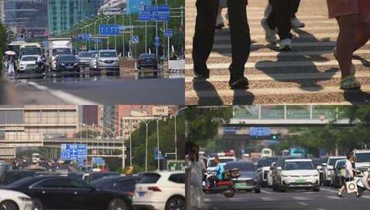 夏天城市热浪街道人群合集高清在线视频素材下载