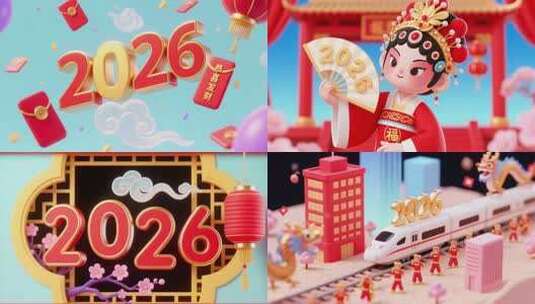 2026新年马年国风动画背景LED背景高清在线视频素材下载