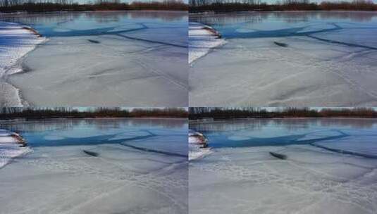 冬季结冰湖面自然风光高清在线视频素材下载