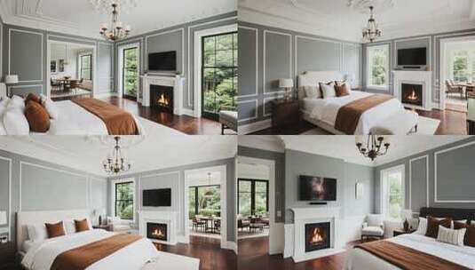 现代风格卧室室内场景高清在线视频素材下载