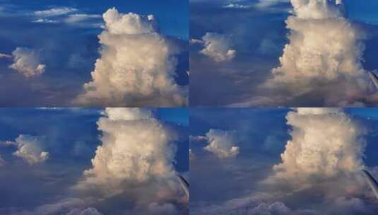 飞机舷窗看蓝天下的云朵变幻高清在线视频素材下载