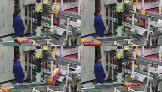 工厂女工监控生产线高清在线视频素材下载