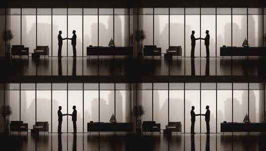 商务合作握手剪影彰显企业实力高清在线视频素材下载