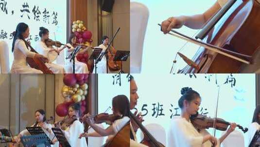 女子弦乐四重奏表演高清在线视频素材下载
