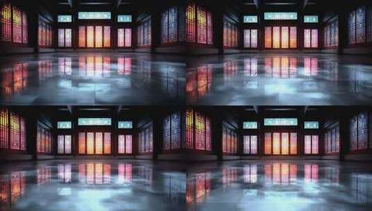 唐风建筑光影变幻营造古典意境高清在线视频素材下载