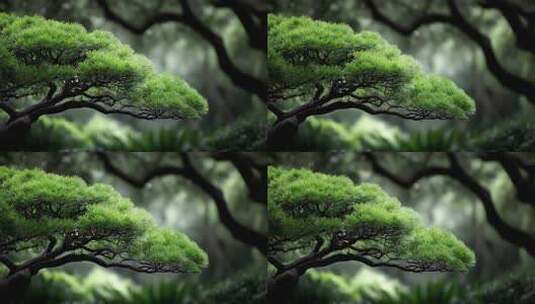 唐风松树翠绿欲滴展现东方古典意境高清在线视频素材下载