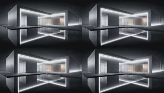 现代建筑设计光影艺术与水面倒影高清在线视频素材下载