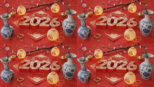 2024年春节装饰静物高清在线视频素材下载