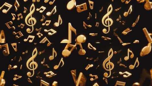 360度循环金色音符4K高清在线视频素材下载