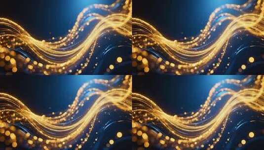 金色粒子光线流动舞台背景素材科技质感4K高清在线视频素材下载