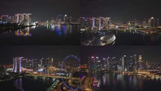 新加坡城市夜景全景高清在线视频素材下载