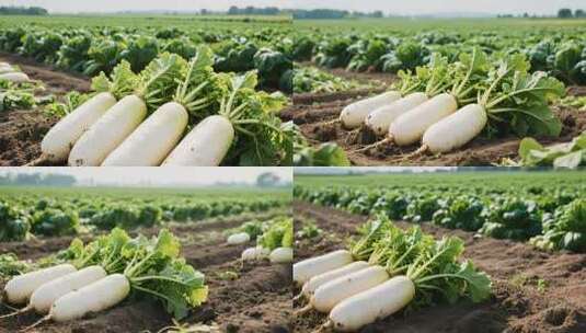 田地里新鲜白萝卜高清在线视频素材下载