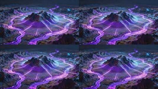 科幻风格山川地形光影特效高清在线视频素材下载