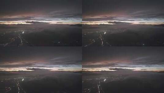 高空俯瞰城市云海日出景象高清在线视频素材下载