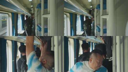 火车卧铺车厢乘客活动场景高清在线视频素材下载