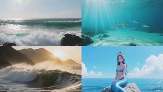 壮阔海景与礁石的碰撞合集高清在线视频素材下载