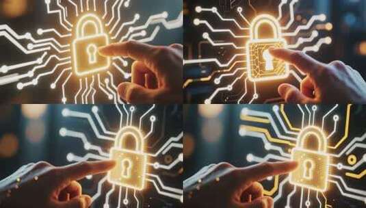 手指点击虚拟安全锁画面高清在线视频素材下载