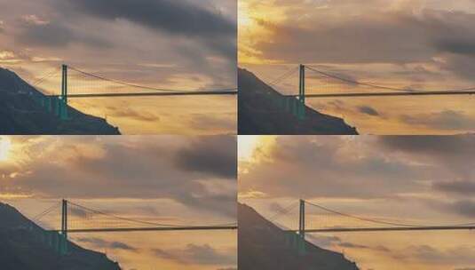 贵州安顺花江峡谷大桥日出霞光延时摄影高清在线视频素材下载