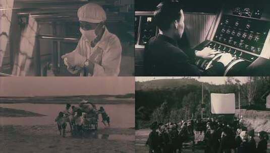 五六十年代电影工作者 放电影高清在线视频素材下载