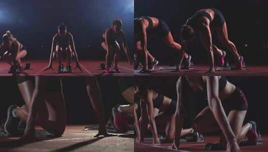 运动员起跑准备姿势素材高清在线视频素材下载