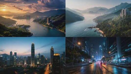 香港城市风光合集高清在线视频素材下载