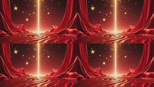 红色舞台星光璀璨颁奖开场动画视频高清在线视频素材下载
