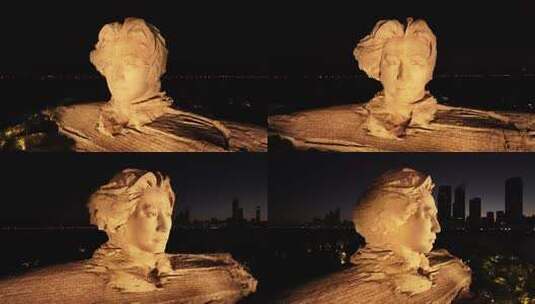 长沙橘子洲景区橘子洲大气航拍高清在线视频素材下载