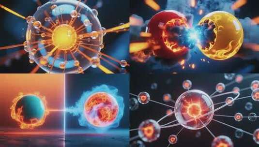 粒子动画与星际碰撞视觉效果高清在线视频素材下载