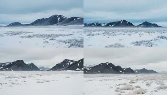 雪山下的雪地风光高清在线视频素材下载