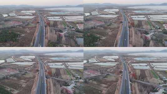 公路航拍乡村田野风光高清在线视频素材下载