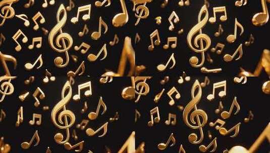 360度循环金色音符4K高清在线视频素材下载