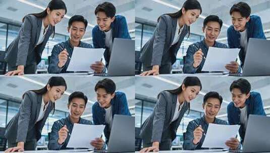 办公室白领团队沟通讨论场景高清在线视频素材下载