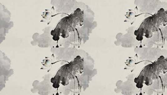 水墨荷花古风背景素材高清在线视频素材下载