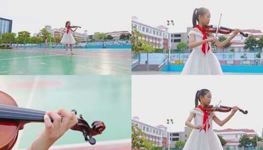女孩拉小提琴高清在线视频素材下载