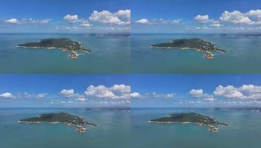 刘公岛 海上岛屿 蓝天大海高清在线视频素材下载