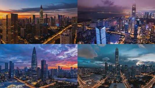 深圳城市夜景航拍全景高清在线视频素材下载