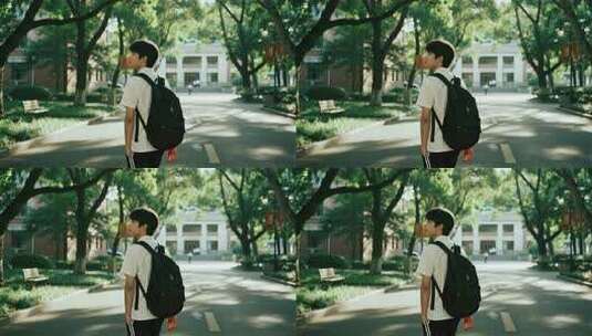 开学季校园男生走路青春生活视频高清在线视频素材下载