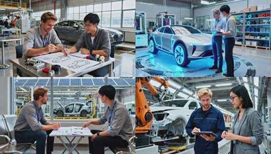 中外汽车工程师研发设计汽车新能源汽车高清在线视频素材下载