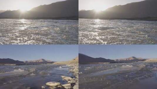 结冰寒冷的湖水高清在线视频素材下载