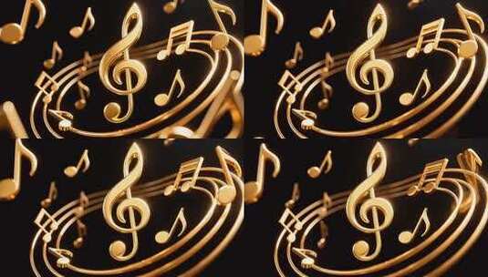 360度循环金色音符4K高清在线视频素材下载