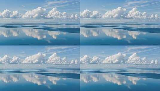 蓝天大海与白云景观高清在线视频素材下载