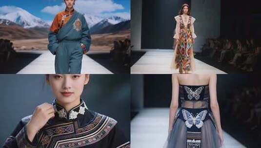 模特时装秀背面服装展示高清在线视频素材下载