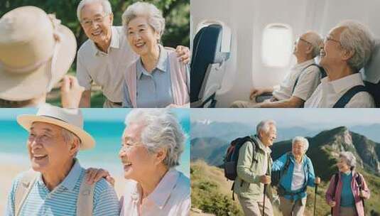 老年人旅行活力老年人户外幸福老年生活记录高清在线视频素材下载
