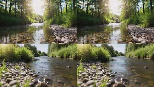 静静流淌的小河高清在线视频素材下载