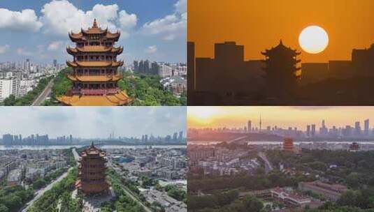 武汉地标黄鹤楼宣传片四季风光集锦高清在线视频素材下载