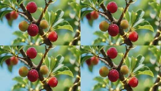 树上成熟的杨梅特写高清在线视频素材下载