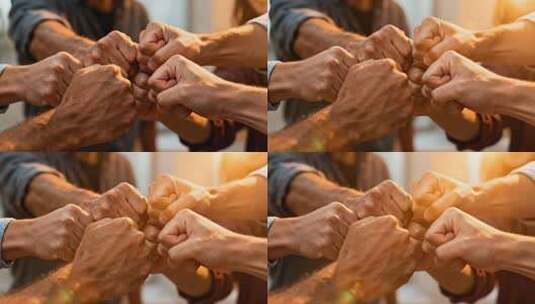 团队拳头互碰加油企业合作励志视频高清在线视频素材下载