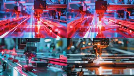 工业激光应用场景切割焊接打孔测量高清在线视频素材下载