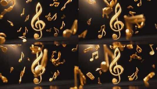 360度循环金色音符4K高清在线视频素材下载
