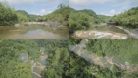 山间瀑布溪流景观山沟沟壑清新自然风光高清在线视频素材下载